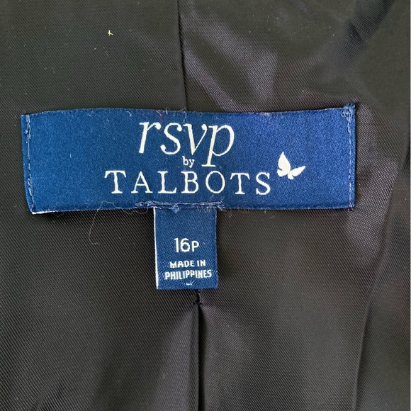 RSVP by Talbots Velvet Trimmed Wool Blend One Button Navy Blazer (Size 16P) - Picture 11 of 13